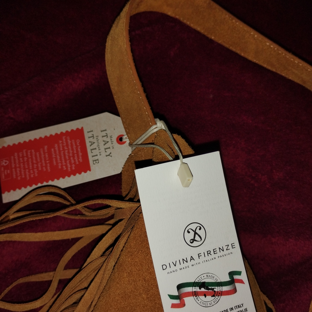 Stylish Tan Suede Fringe Shoulder Bag - Picture 3 of 6